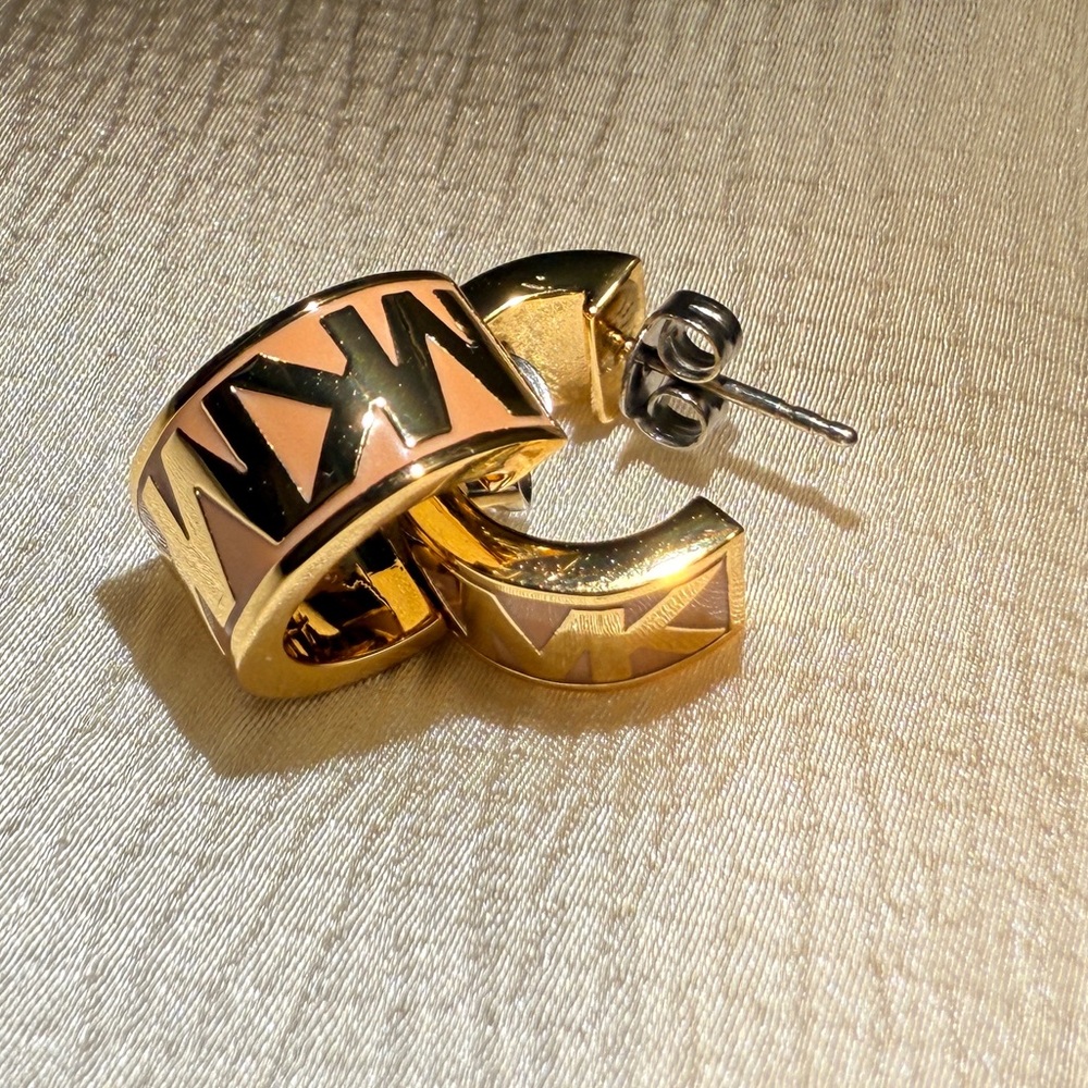 Gold Michael Kors Men's Hoop Earrings - Picture 7 of 16